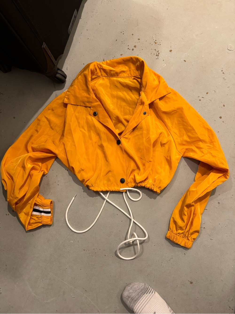 Women's Bright Yellow Cropped Windbreaker Jacket size small